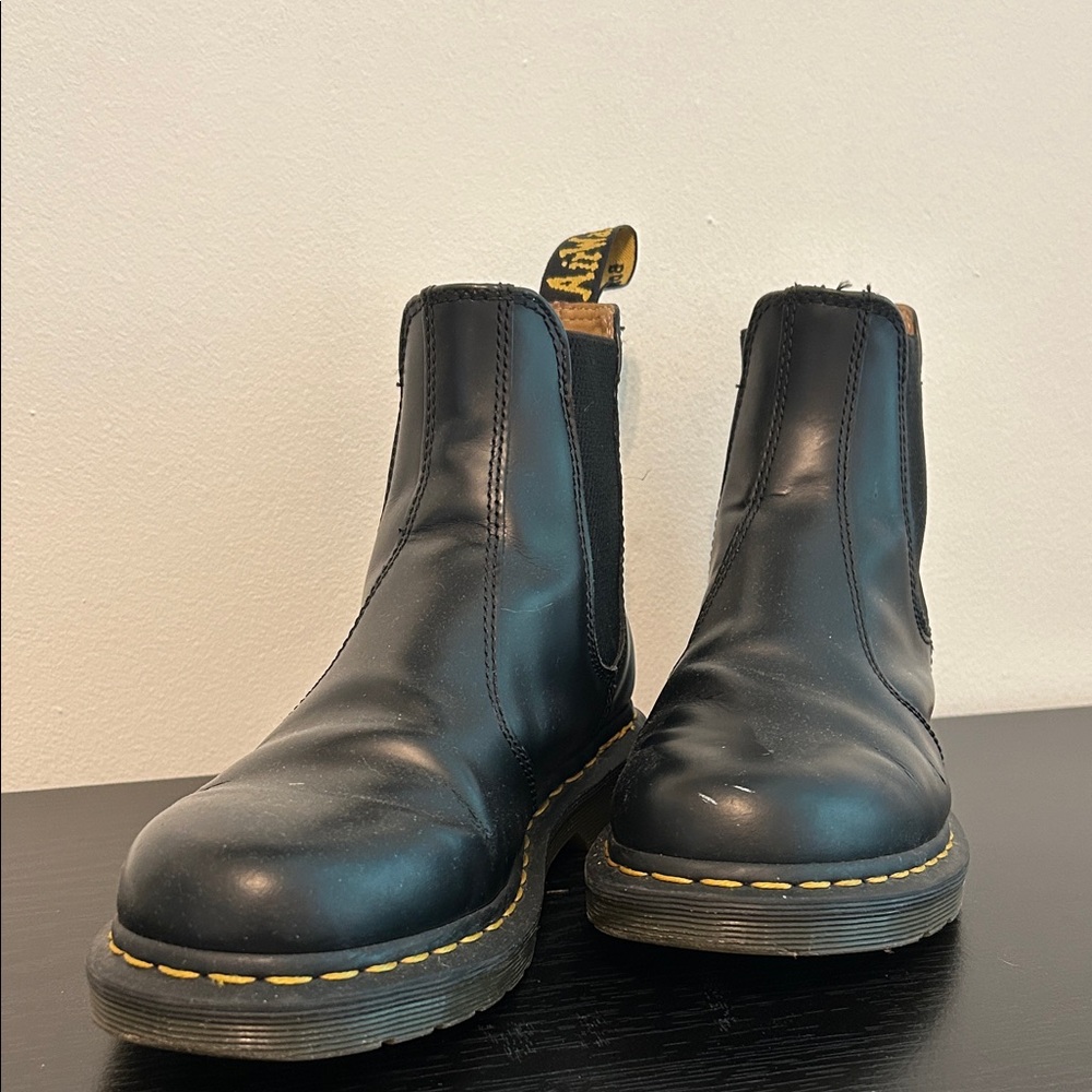 Dr. Martens Black Chelsea Boots with Yellow Stitching